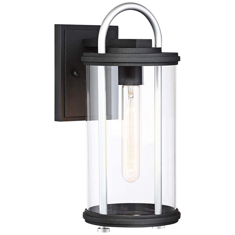 Image 1 Keyser 14 1/4" High Black and Silver Outdoor Wall Light