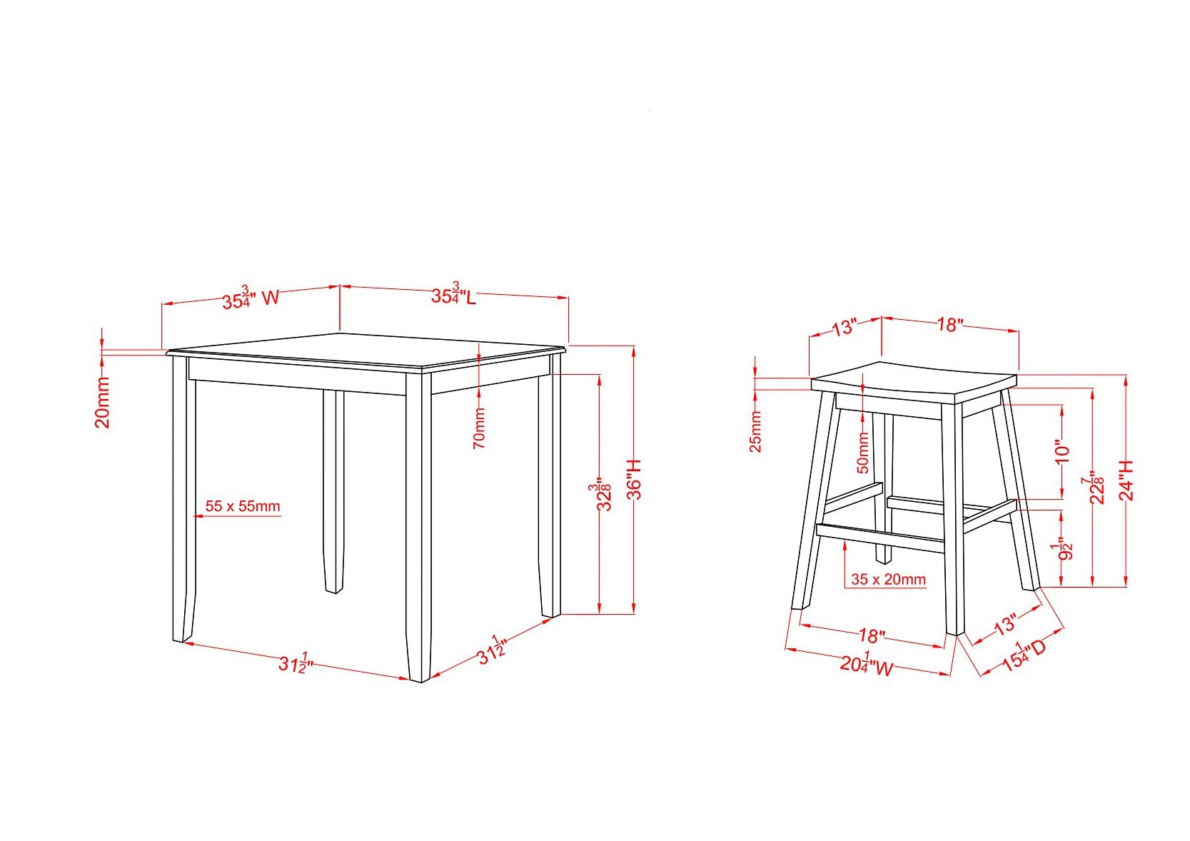Keystol Oak Antique Green 5-Piece Counter Dining Table Set
