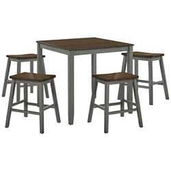 Keystol Oak Light Gray 5-Piece Counter Dining Table Set