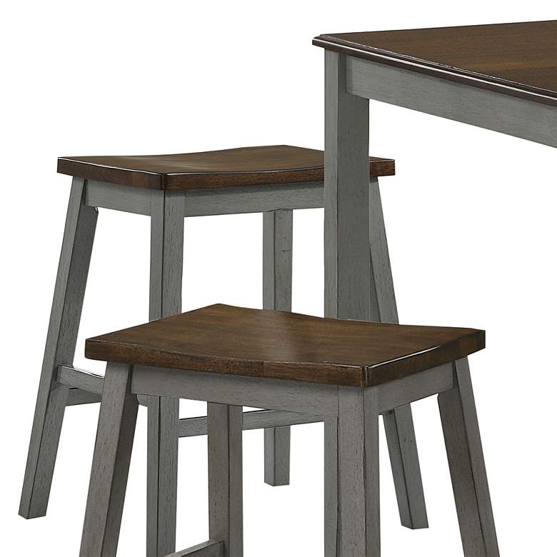 Image 3 Keystol Oak Light Gray 5-Piece Counter Dining Table Set more views