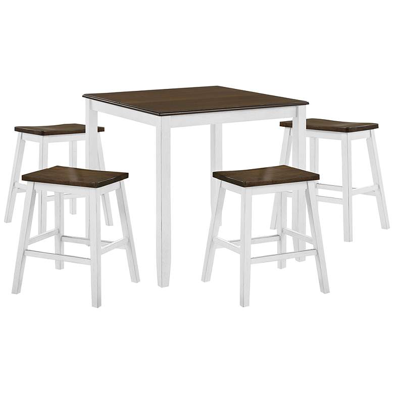 Image 2 Keystol Oak Light Sea White 5-Piece Counter Dining Table Set