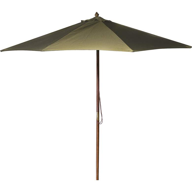 Image 1 Khaki 9&#39; Round Wooden Market Umbrella