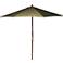 Khaki 9' Round Wooden Market Umbrella
