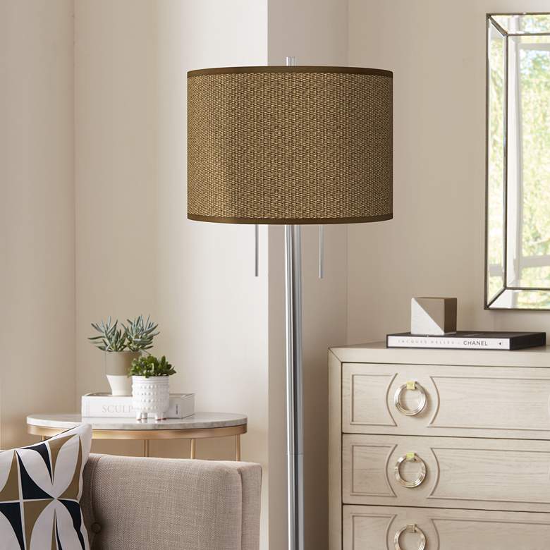 Image 1 Khaki Giclee Brushed Nickel Garth Floor Lamp