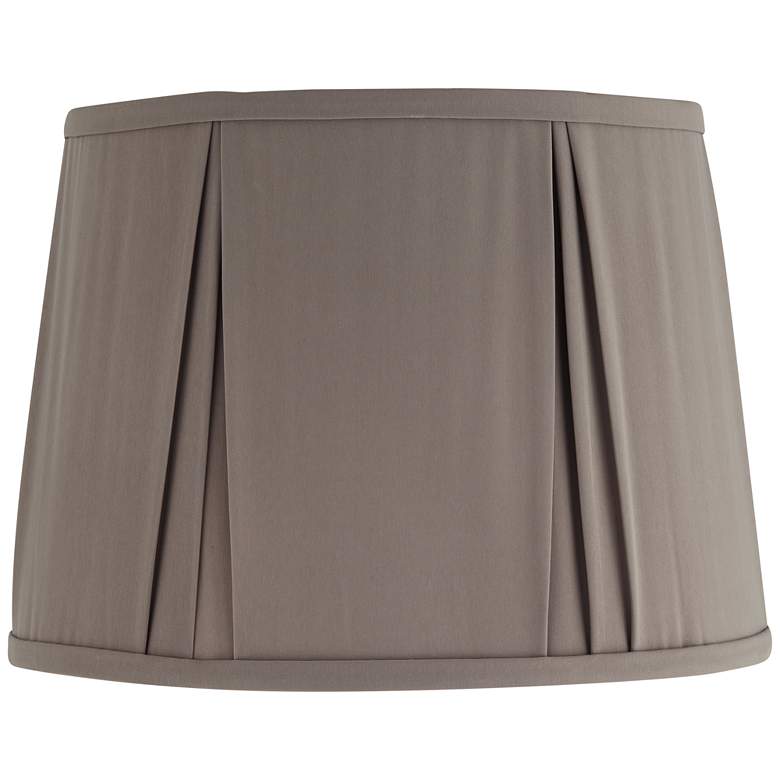 Image 1 Khaki Gray Pinch Pleat Softback Drum Lamp Shade 12x14.5x10.5 (Spider)