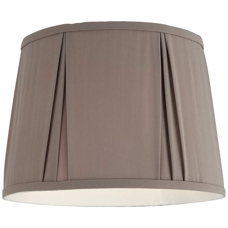 Image 3 Khaki Gray Pinch Pleat Softback Drum Lamp Shade 12x14.5x10.5 (Spider) more views