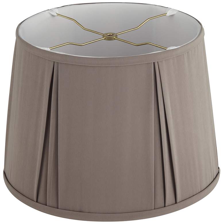 Image 4 Khaki Gray Pinch Pleat Softback Drum Lamp Shade 12x14.5x10.5 (Spider) more views