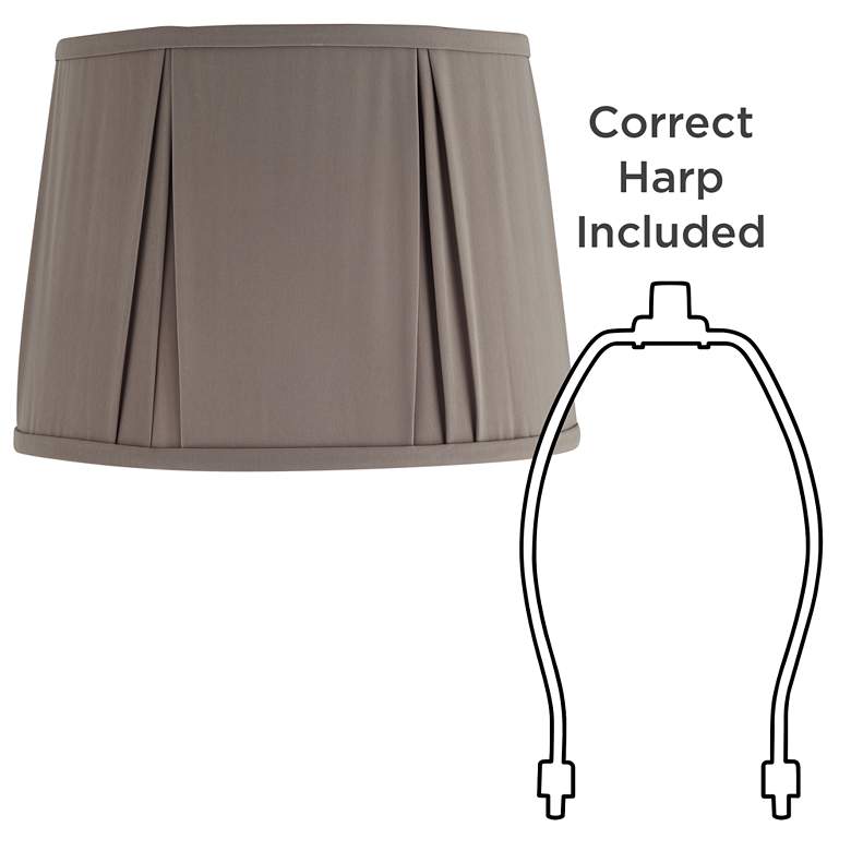 Image 6 Khaki Gray Pinch Pleat Softback Drum Lamp Shade 12x14.5x10.5 (Spider) more views