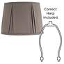 6_Khaki Gray Pinch Pleat Softback Drum Lamp Shade 12x14.5x10.5 (Spider) more views