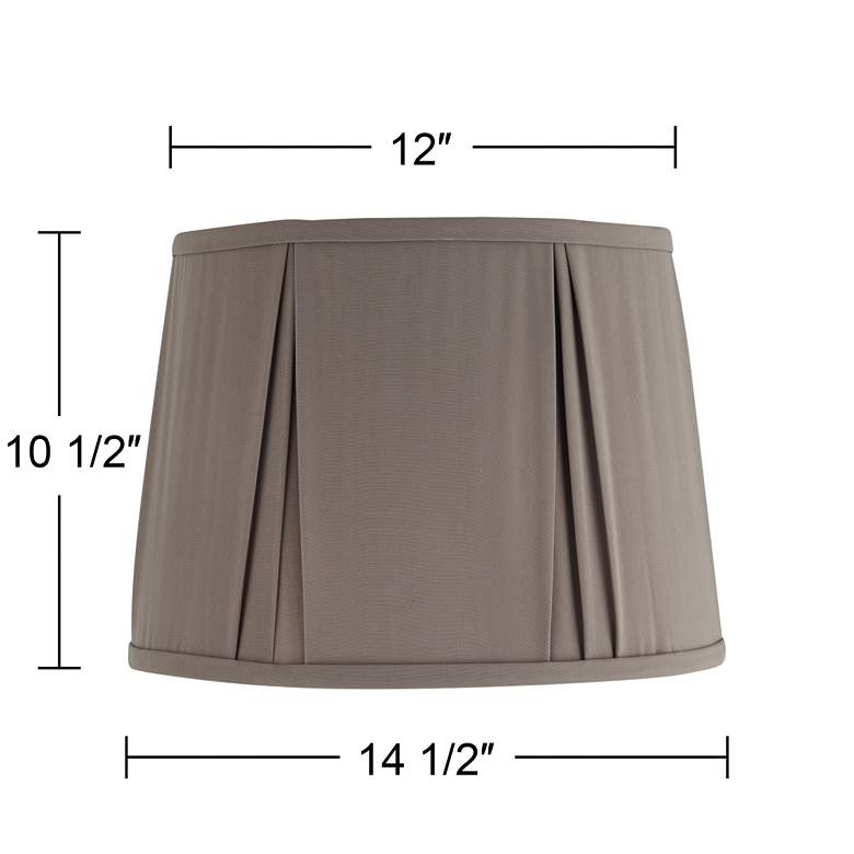 Image 7 Khaki Gray Pinch Pleat Softback Drum Lamp Shade 12x14.5x10.5 (Spider) more views
