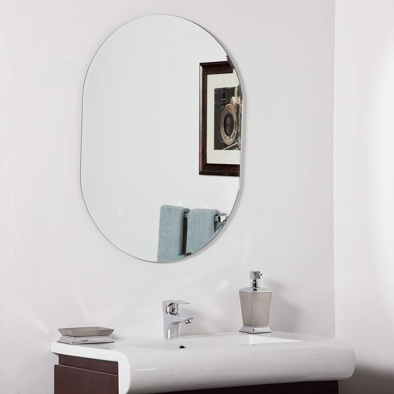 Image 1 Khloe 23 1/2" x 39 1/4" Frameless Oval Wall Mirror