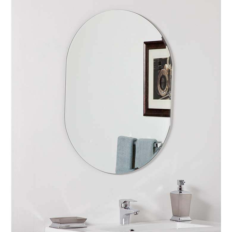 Image 1 Khloe Modern 23 1/2 inch x 31 1/2 inch Oval Wall Mirror