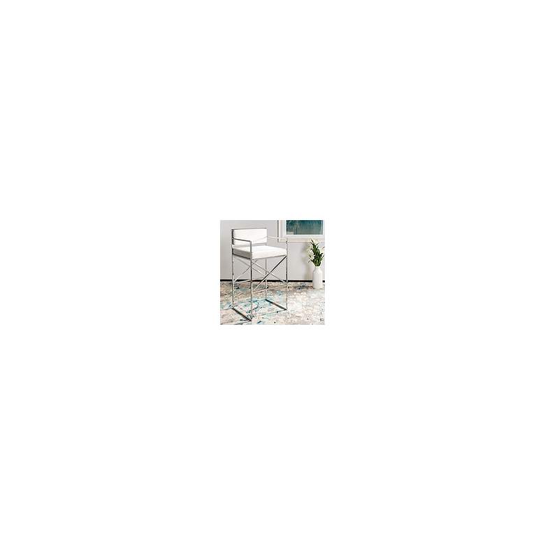 Image 1 Kian 31 1/2" White and Silver Velvet Barstool