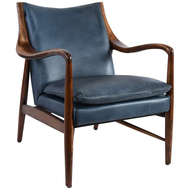 Image 1 Kiannah Blue Top Grain Leather Club Chair
