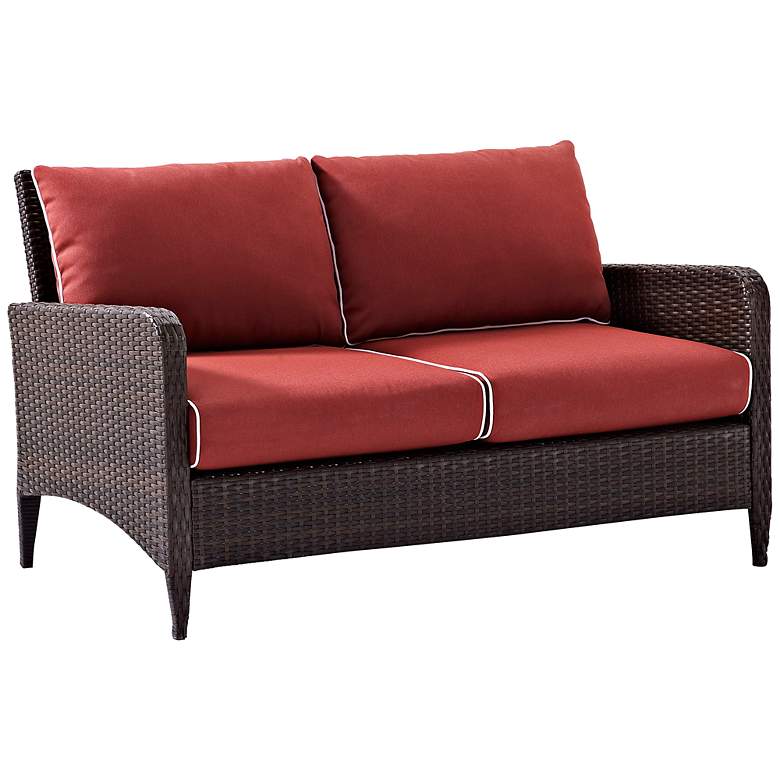 Image 1 Kiawah Red Sangria Outdoor Wicker Loveseat