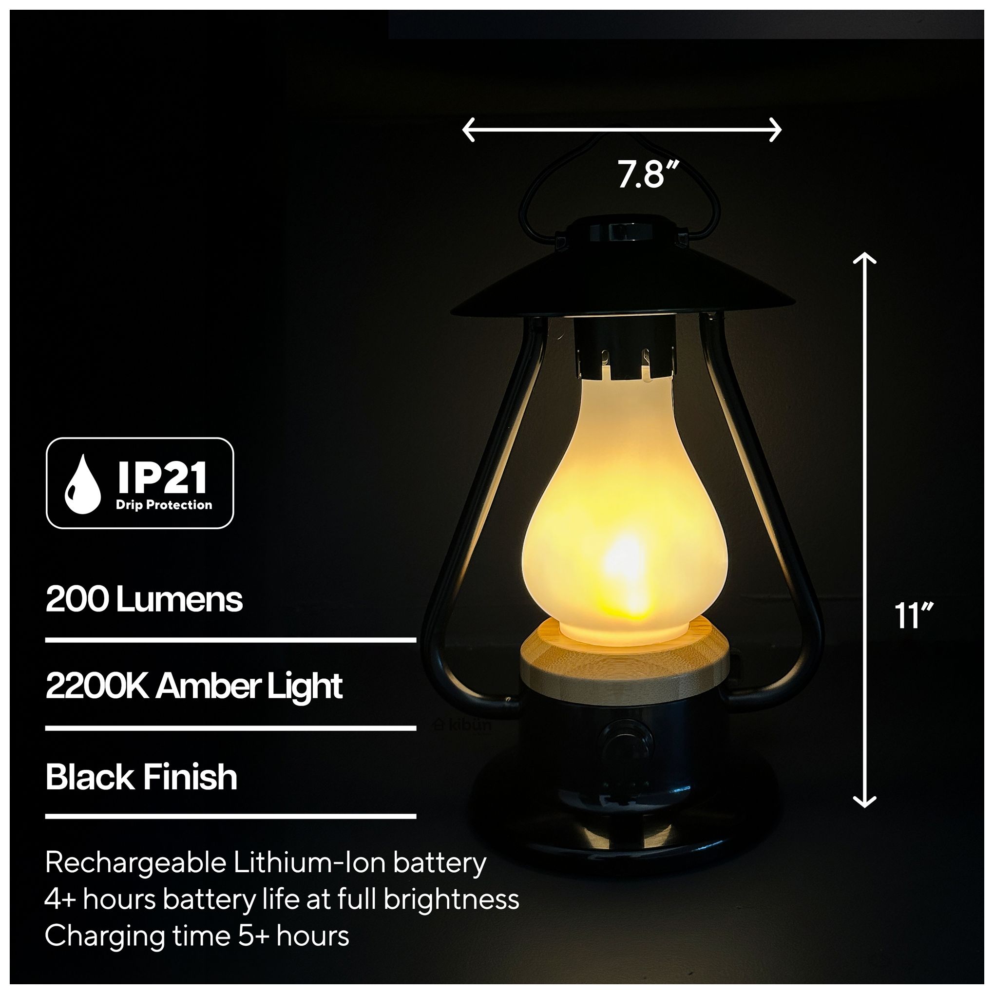 Image 6 Kibun Cordless Table Lamp Bonfire Black more views