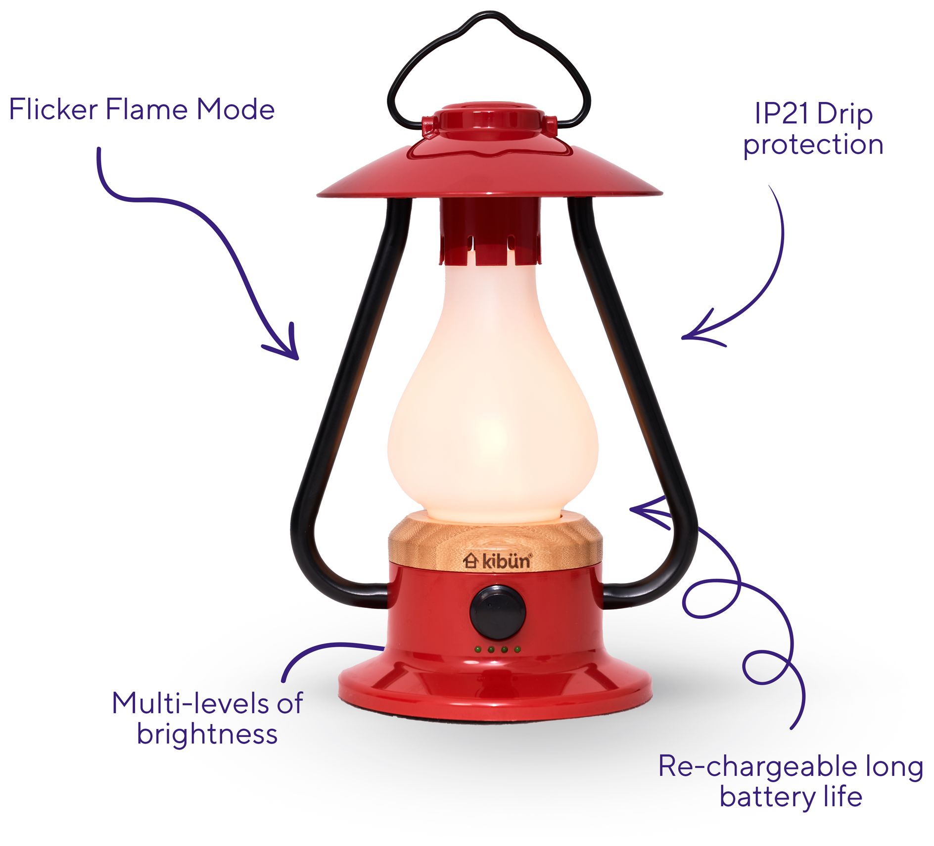 Image 4 Kibun Cordless Table Lamp Bonfire Red more views