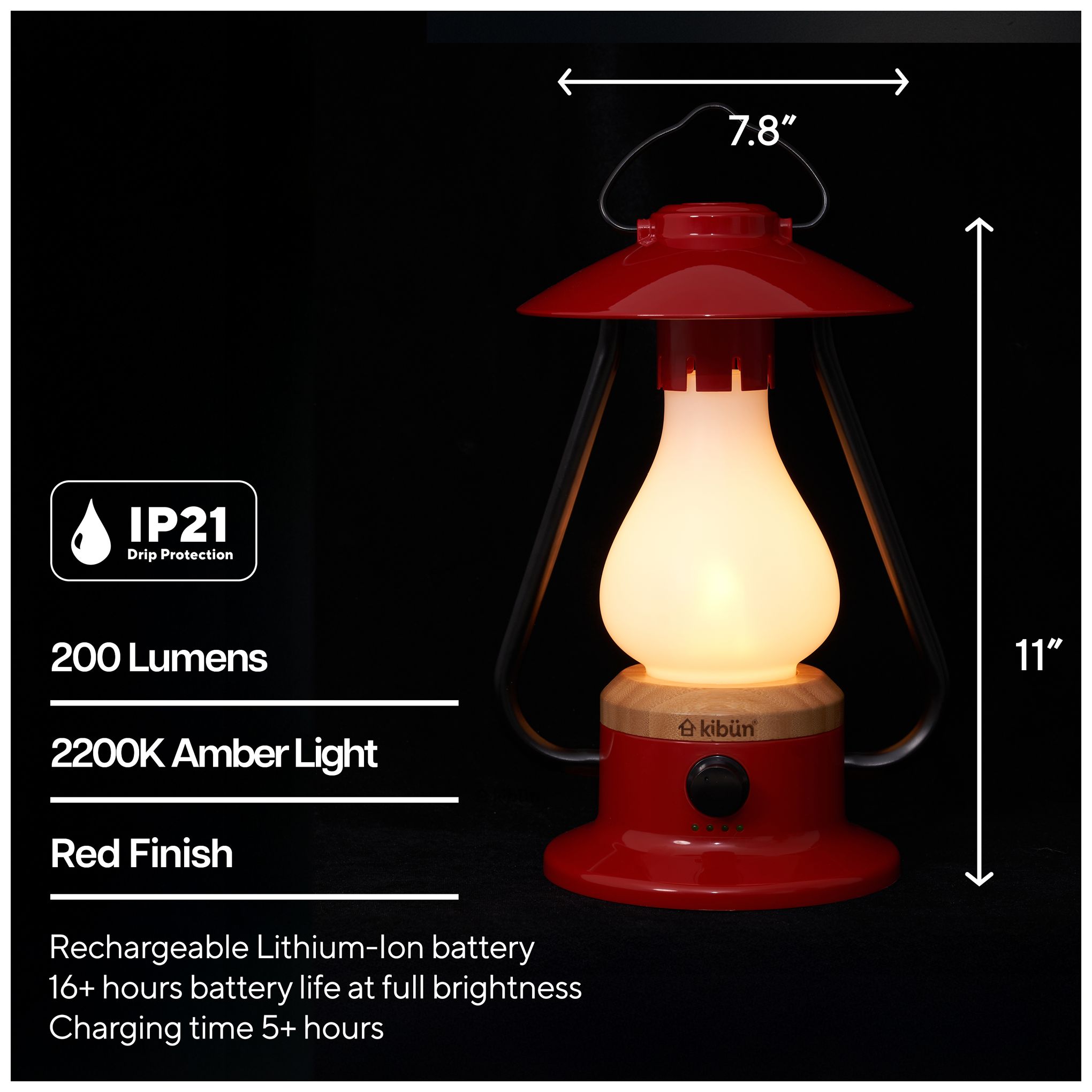 Image 6 Kibun Cordless Table Lamp Bonfire Red more views