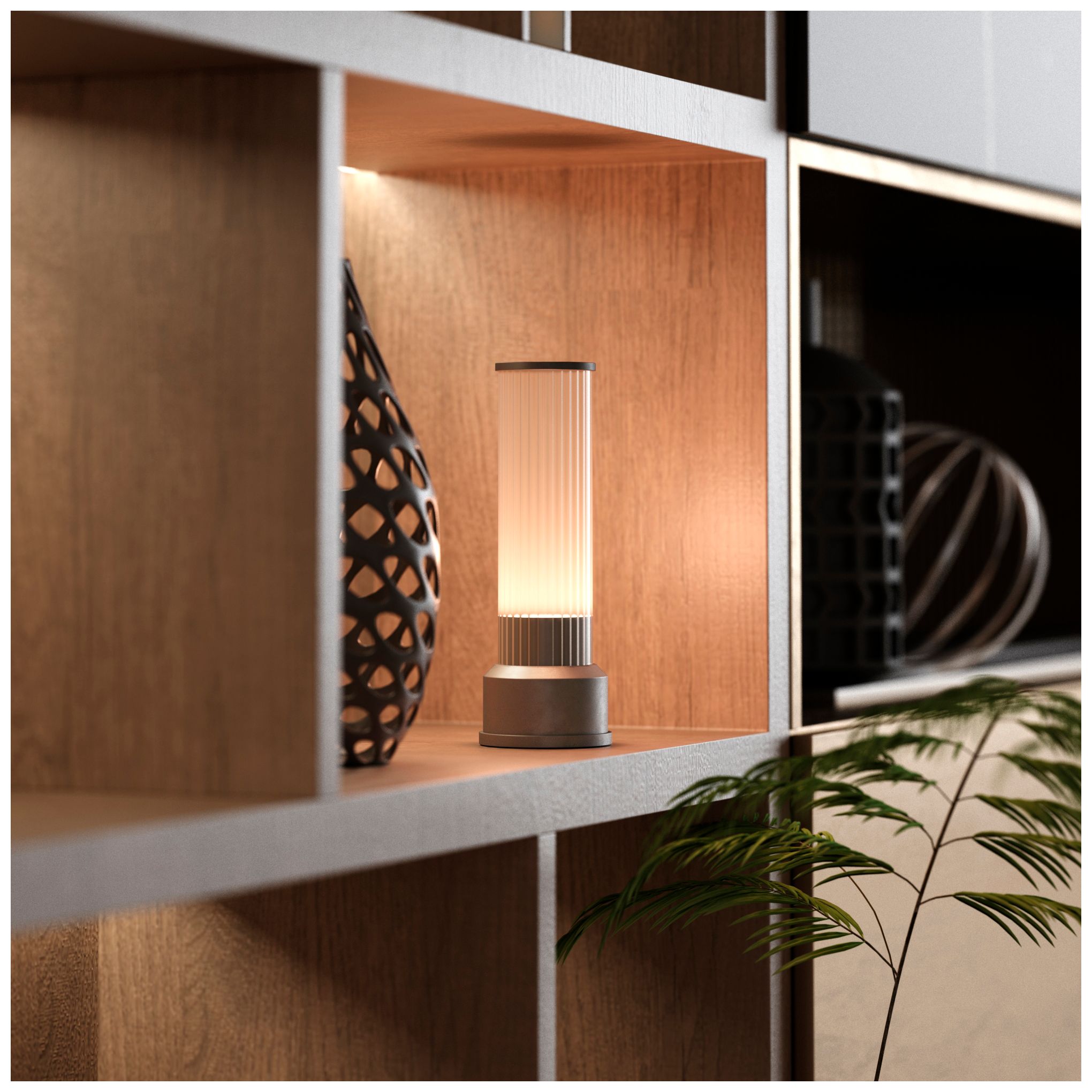 Image 3 Kibun Cordless Table Lamp Candlestick Brushed Pewter more views