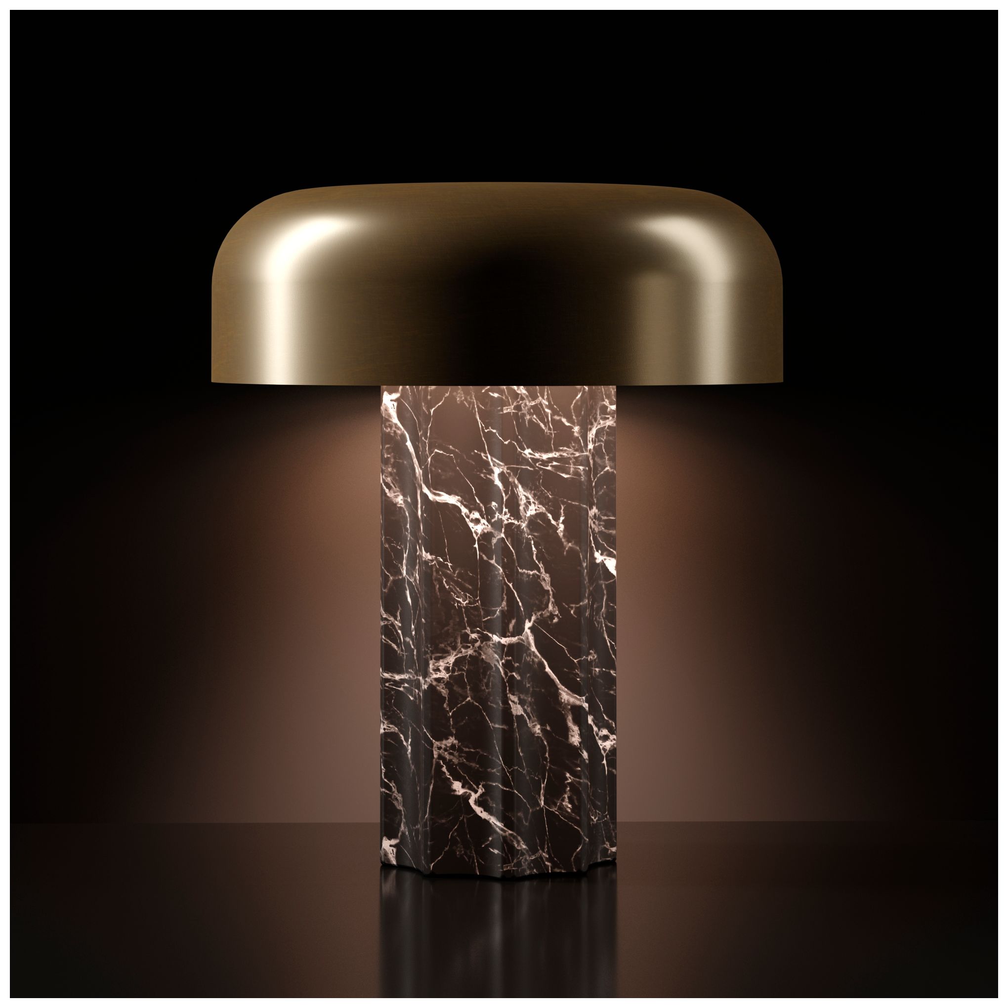 Image 5 Kibun Cordless Table Lamp Fluted Column Black Marble Brushed Brass more views