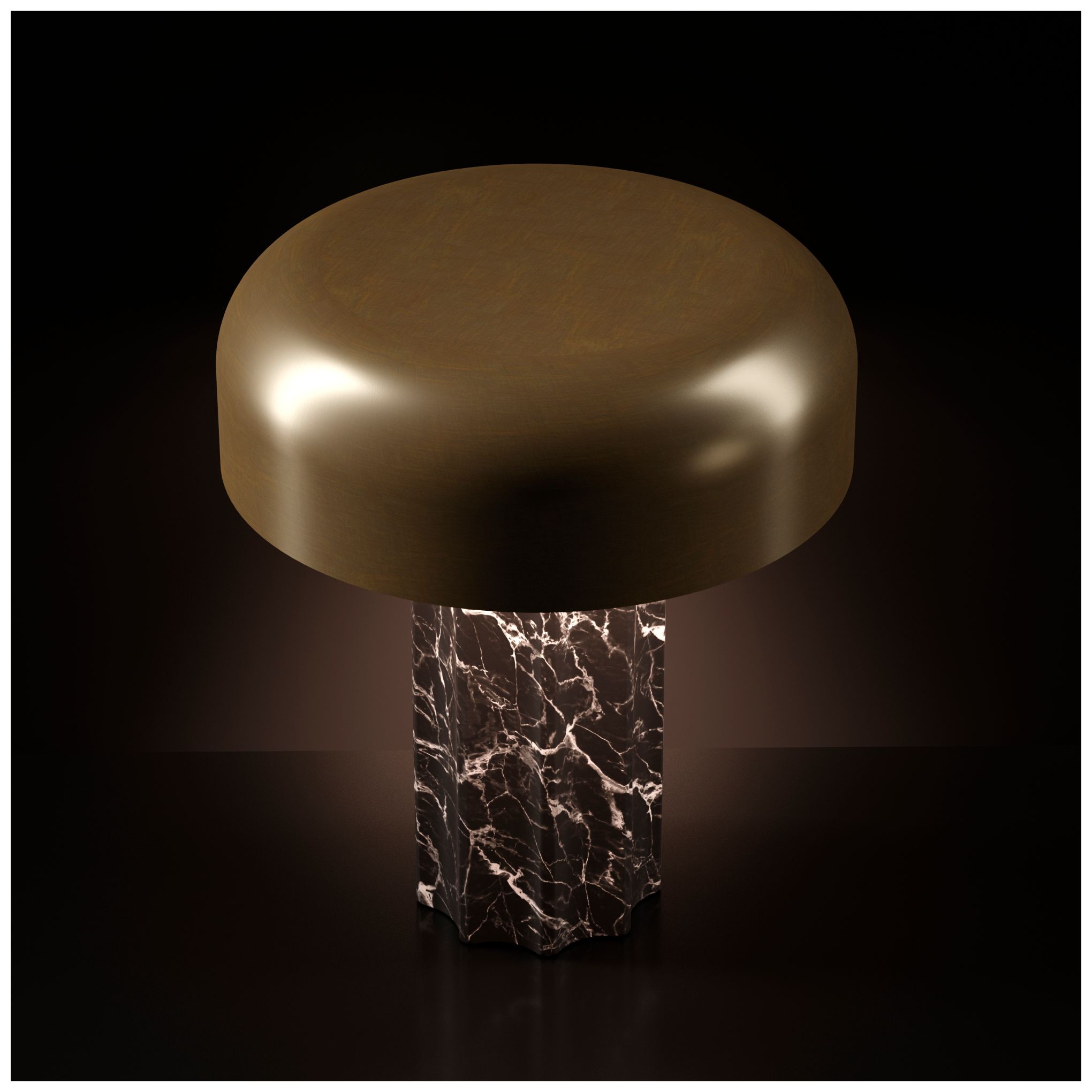 Image 6 Kibun Cordless Table Lamp Fluted Column Black Marble Brushed Brass more views