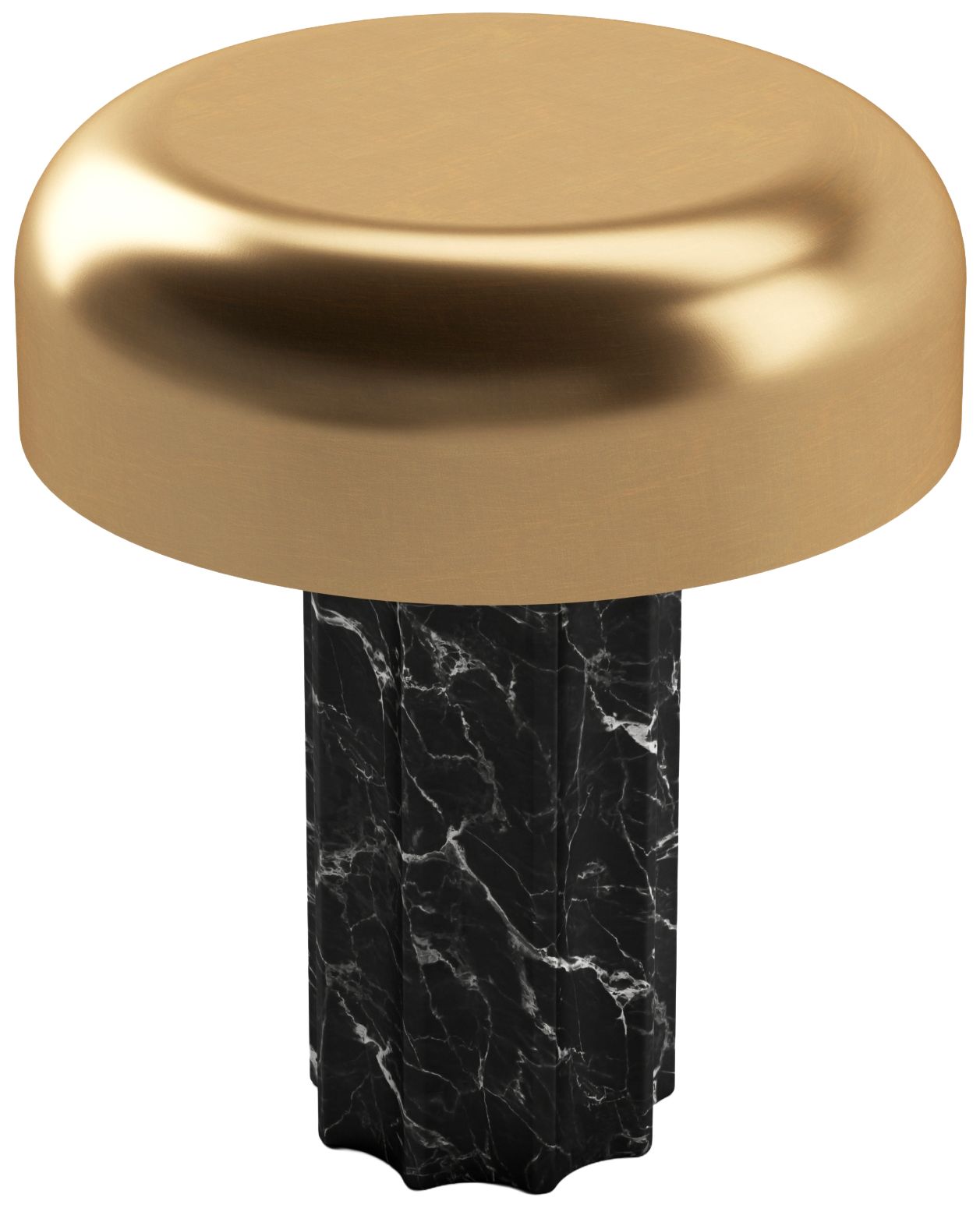 Kibun Cordless Table Lamp Fluted Column Black Marble Brushed Brass