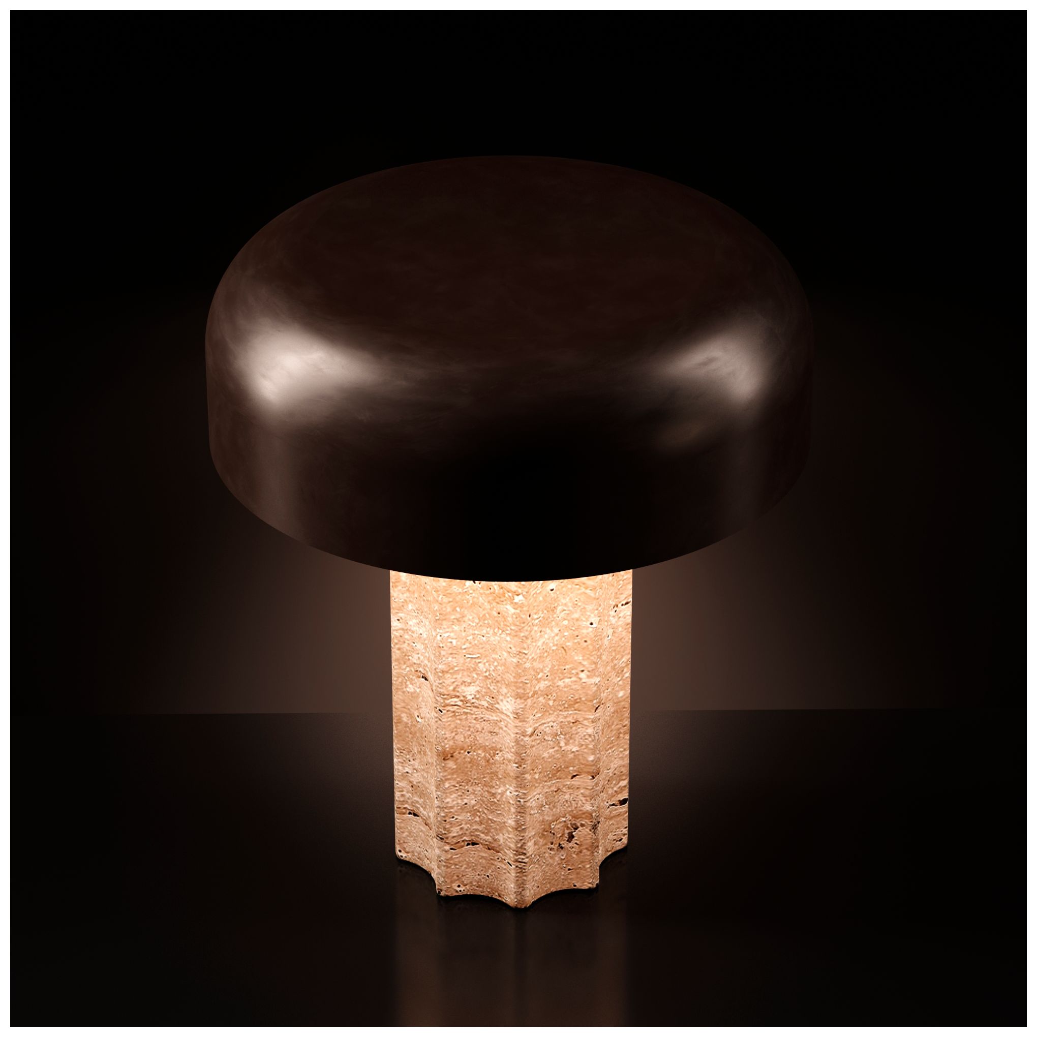 Image 6 Kibun Cordless Table Lamp Fluted Column Travertine Chocolate Bronze more views