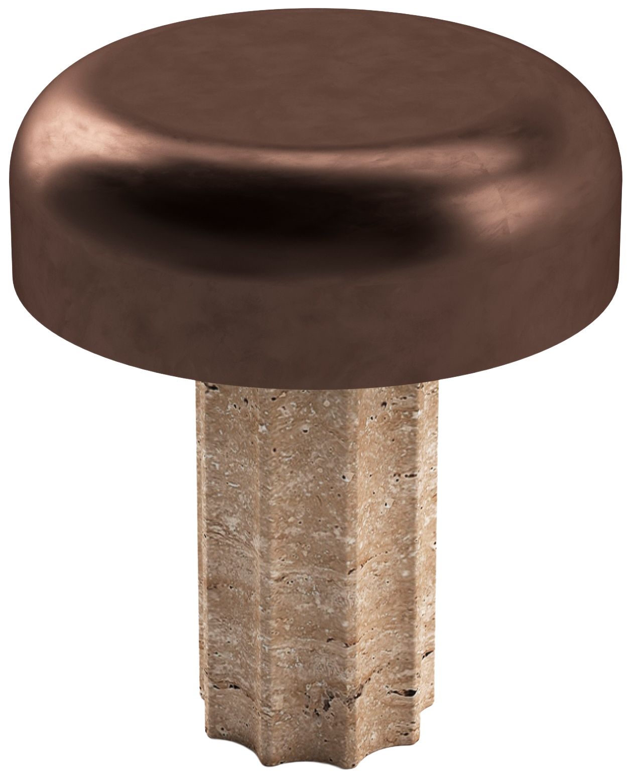 Kibun Cordless Table Lamp Fluted Column Travertine Chocolate Bronze