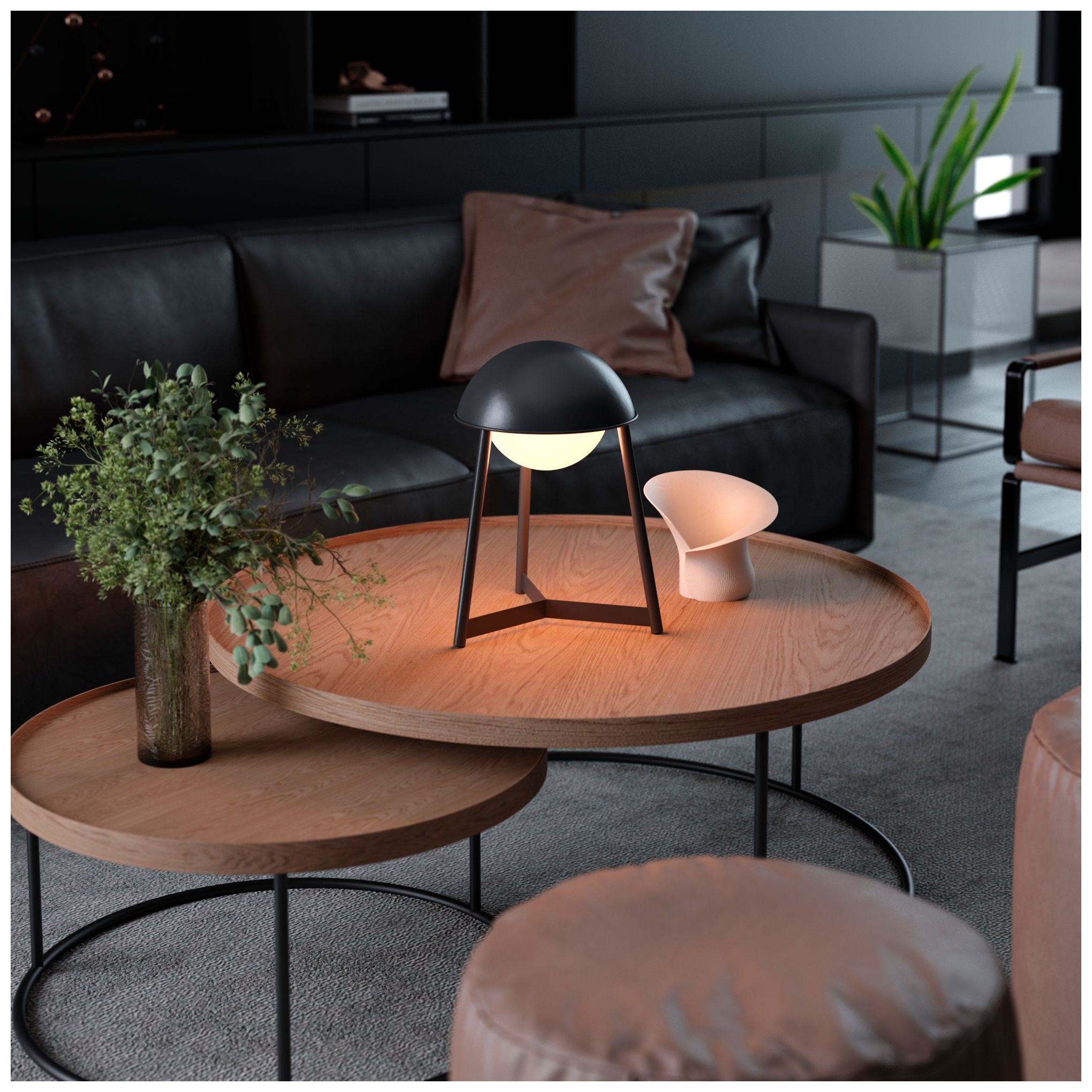 Image 2 Kibun Cordless Table Lamp Helmet Black more views