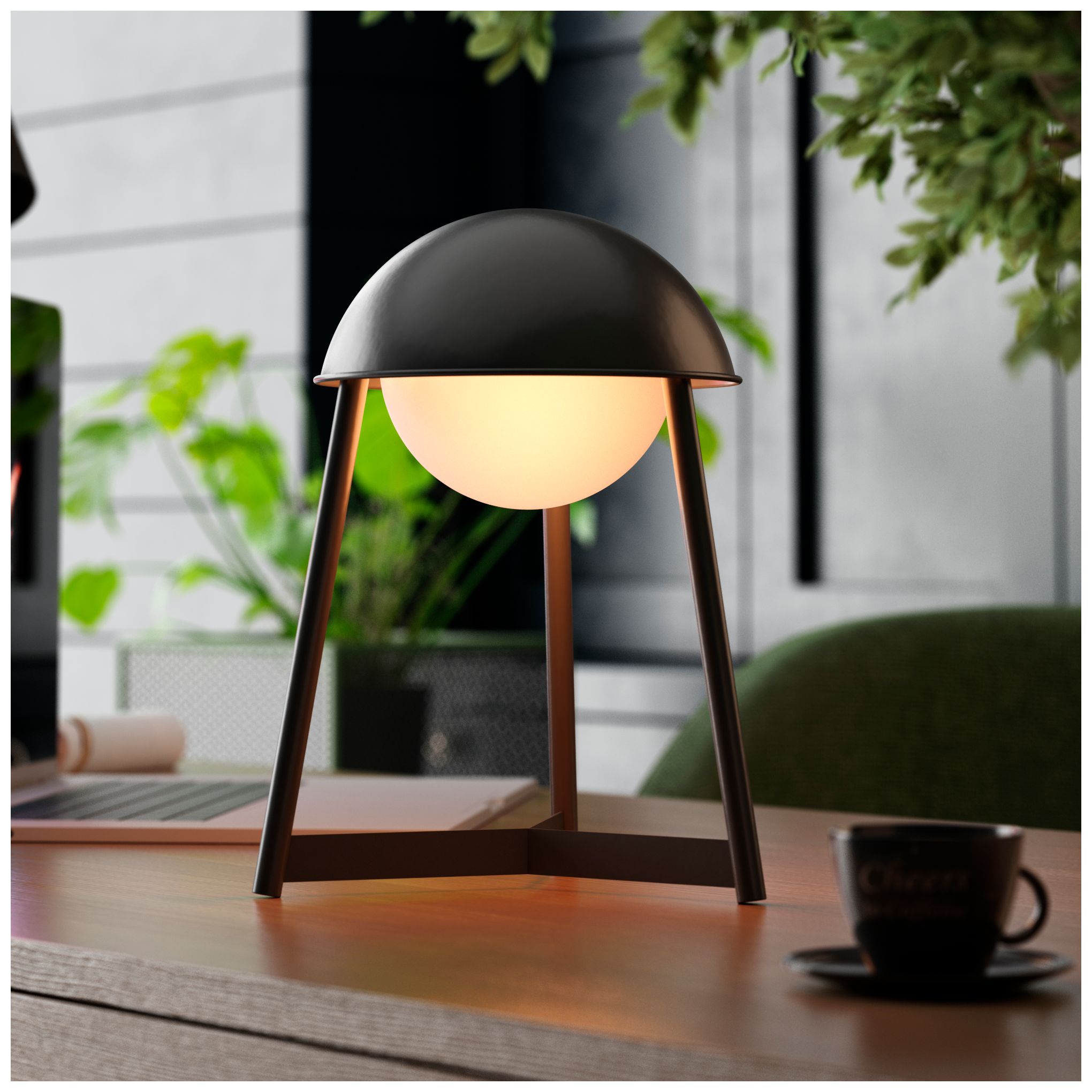 Image 3 Kibun Cordless Table Lamp Helmet Black more views