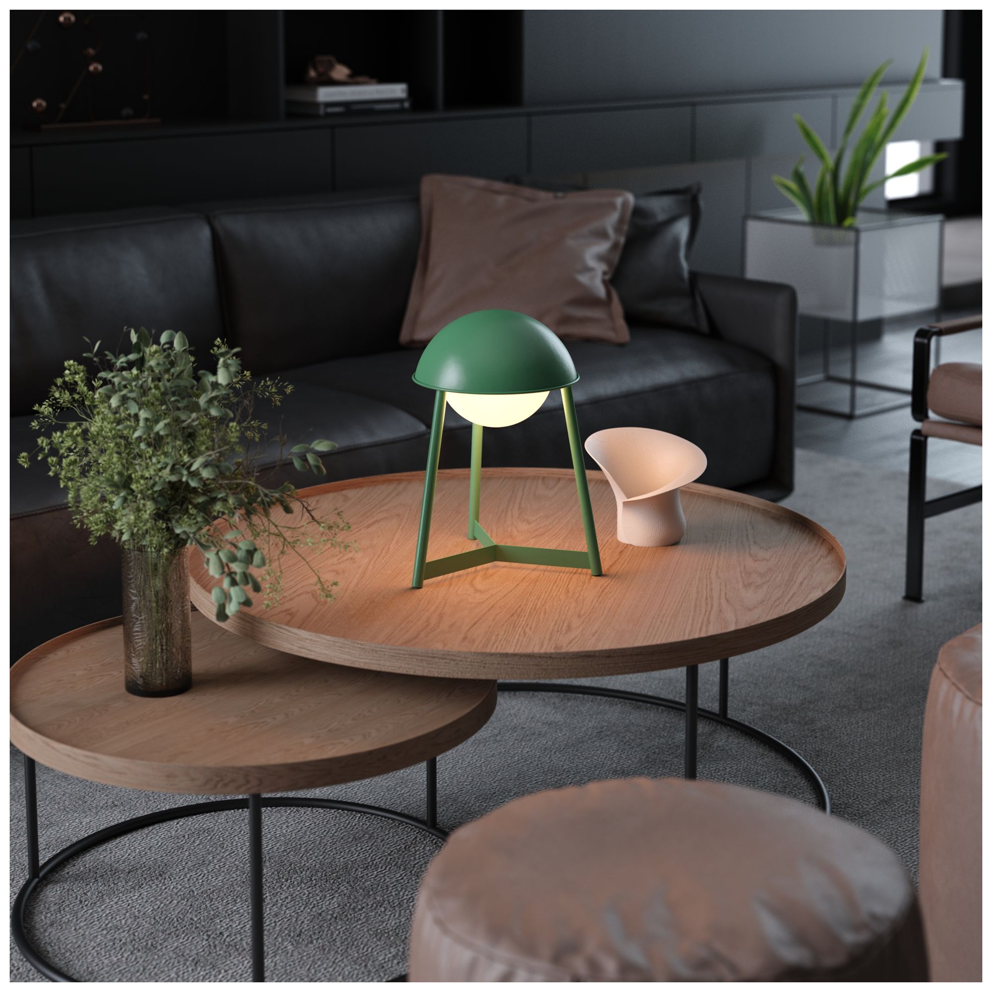 Image 2 Kibun Cordless Table Lamp Helmet Moss more views