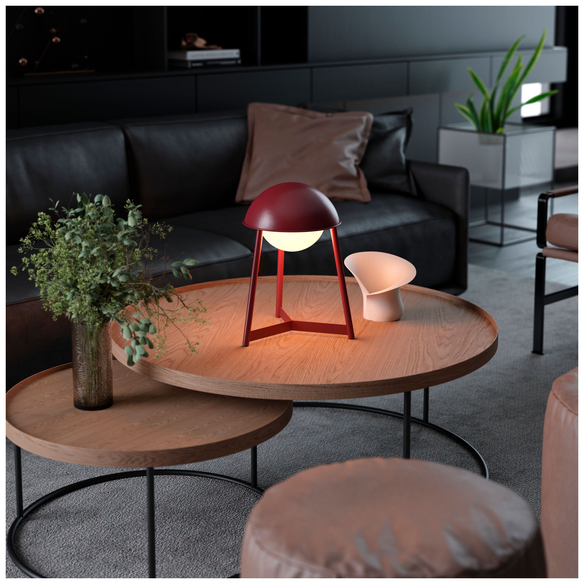 Image 2 Kibun Cordless Table Lamp Helmet Oxblood more views