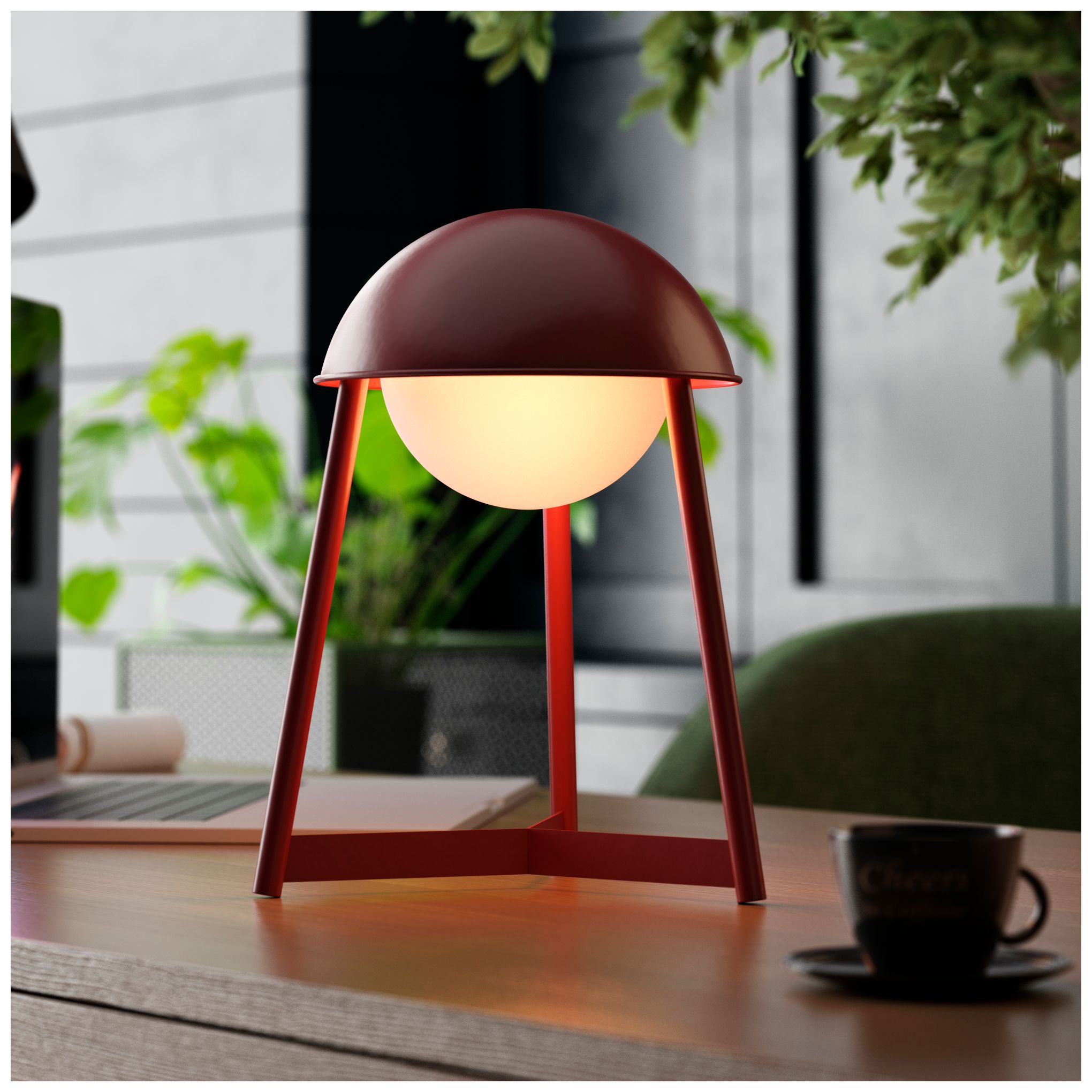 Image 3 Kibun Cordless Table Lamp Helmet Oxblood more views