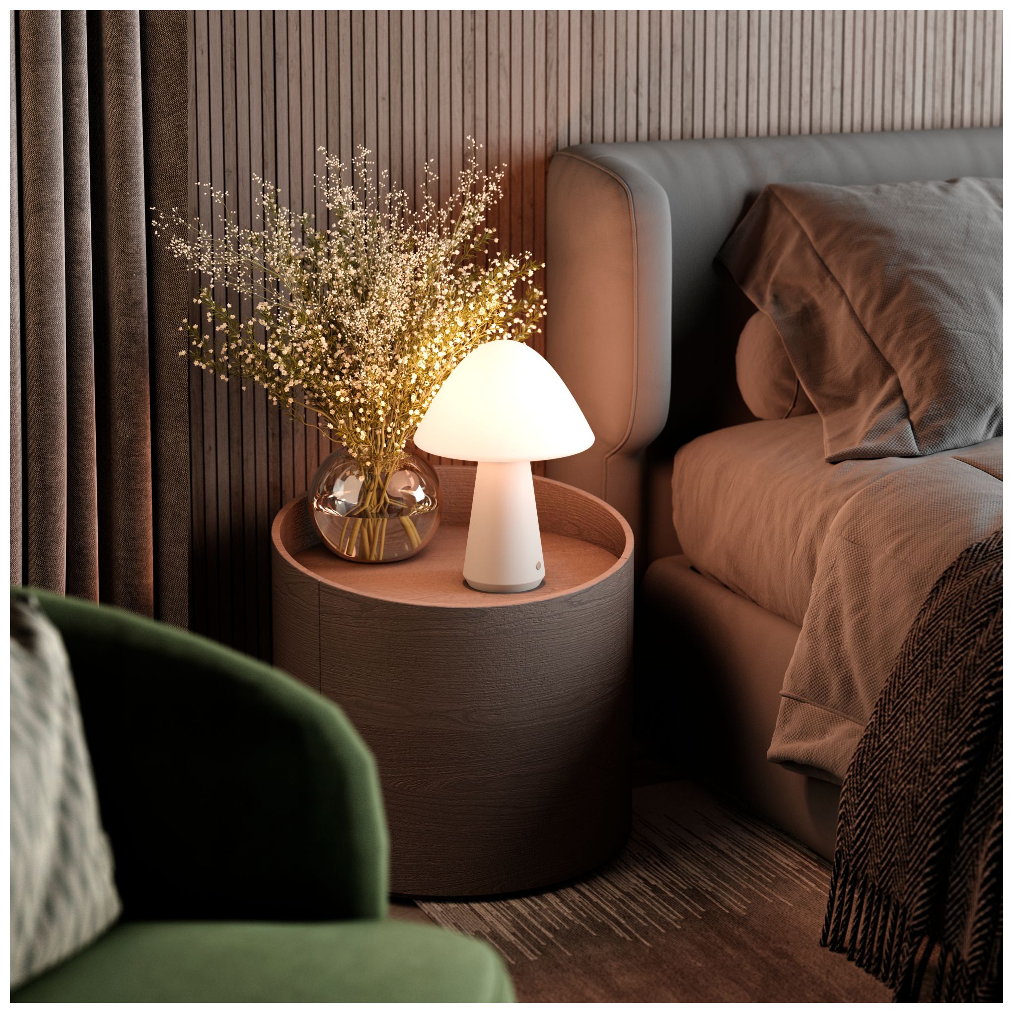 Image 2 Kibun Cordless Table Lamp Mushroom Gray more views