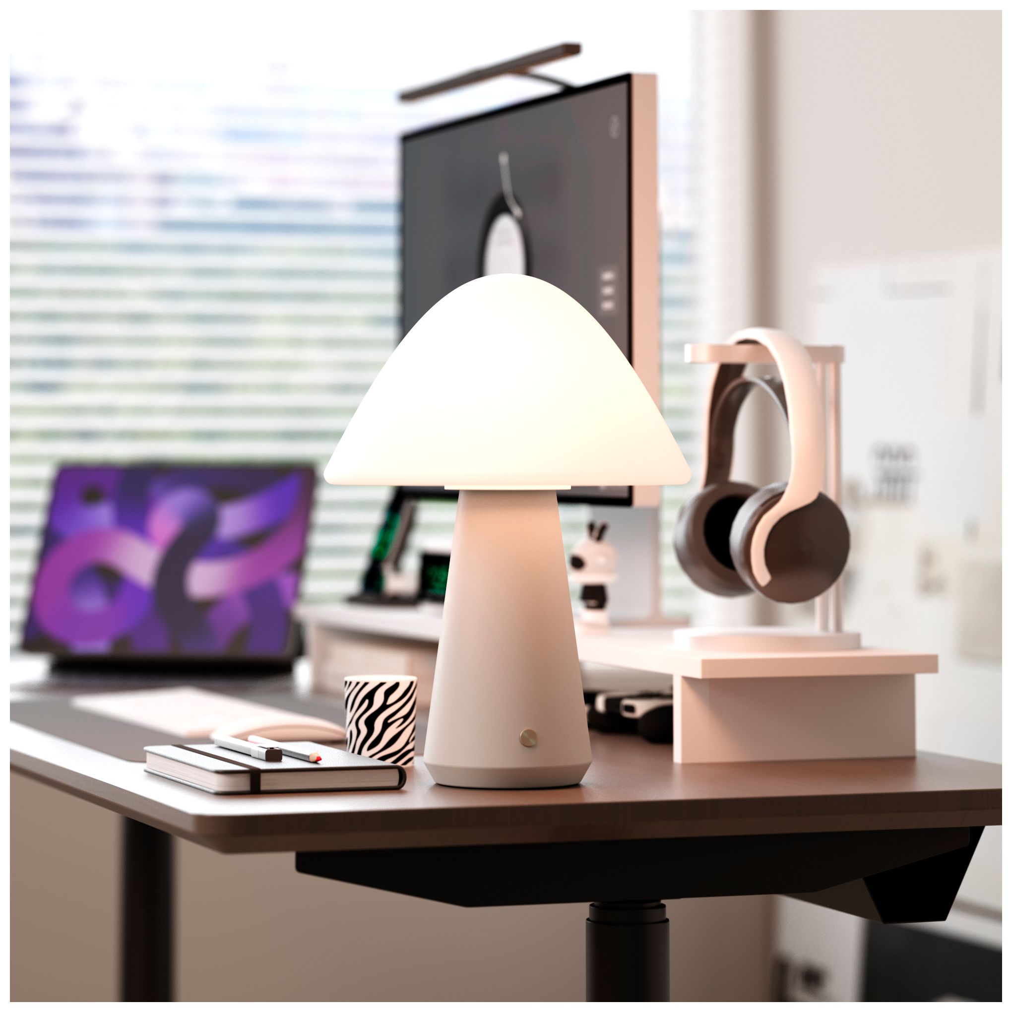 Image 3 Kibun Cordless Table Lamp Mushroom Gray more views