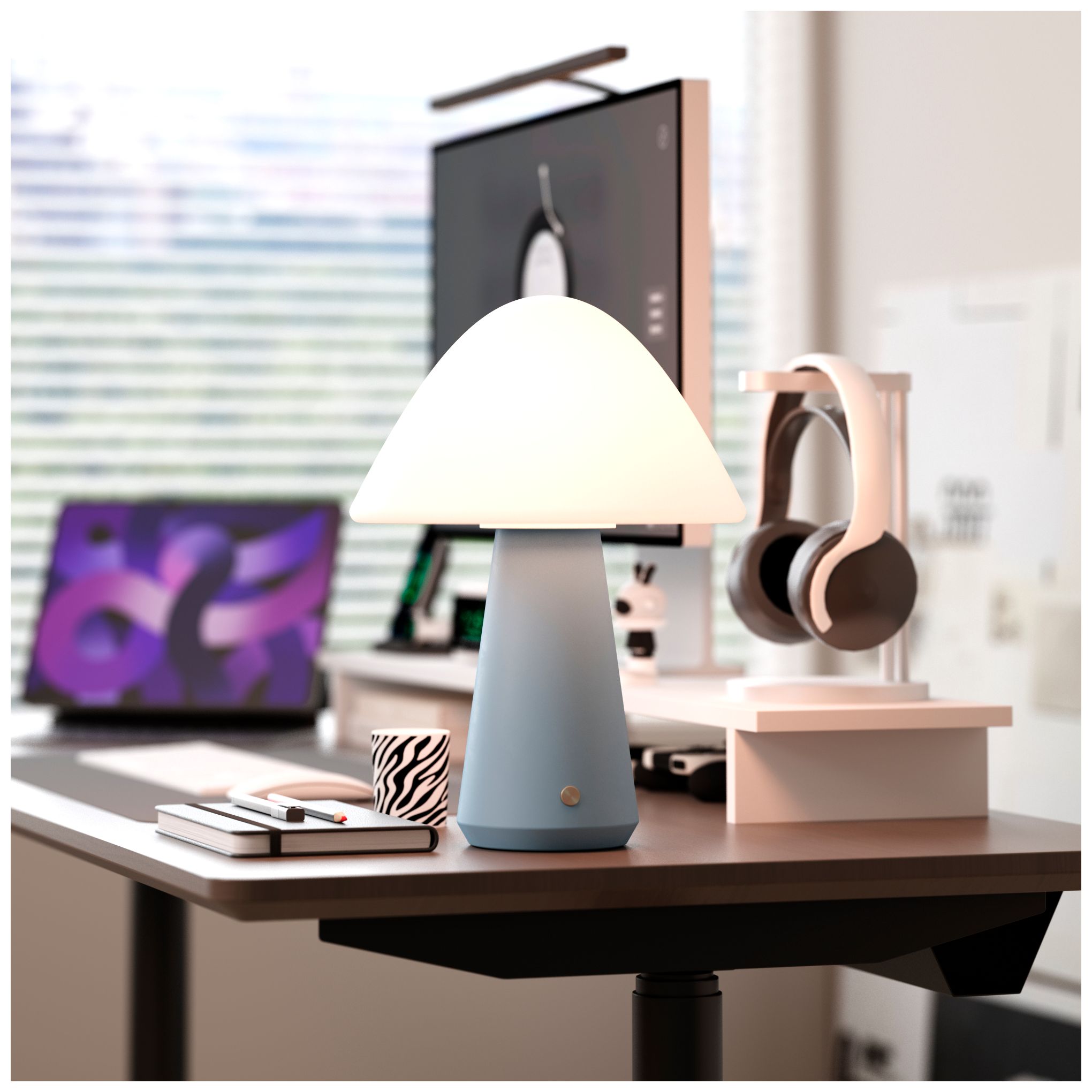 Image 3 Kibun Cordless Table Lamp Mushroom Stone Blue more views