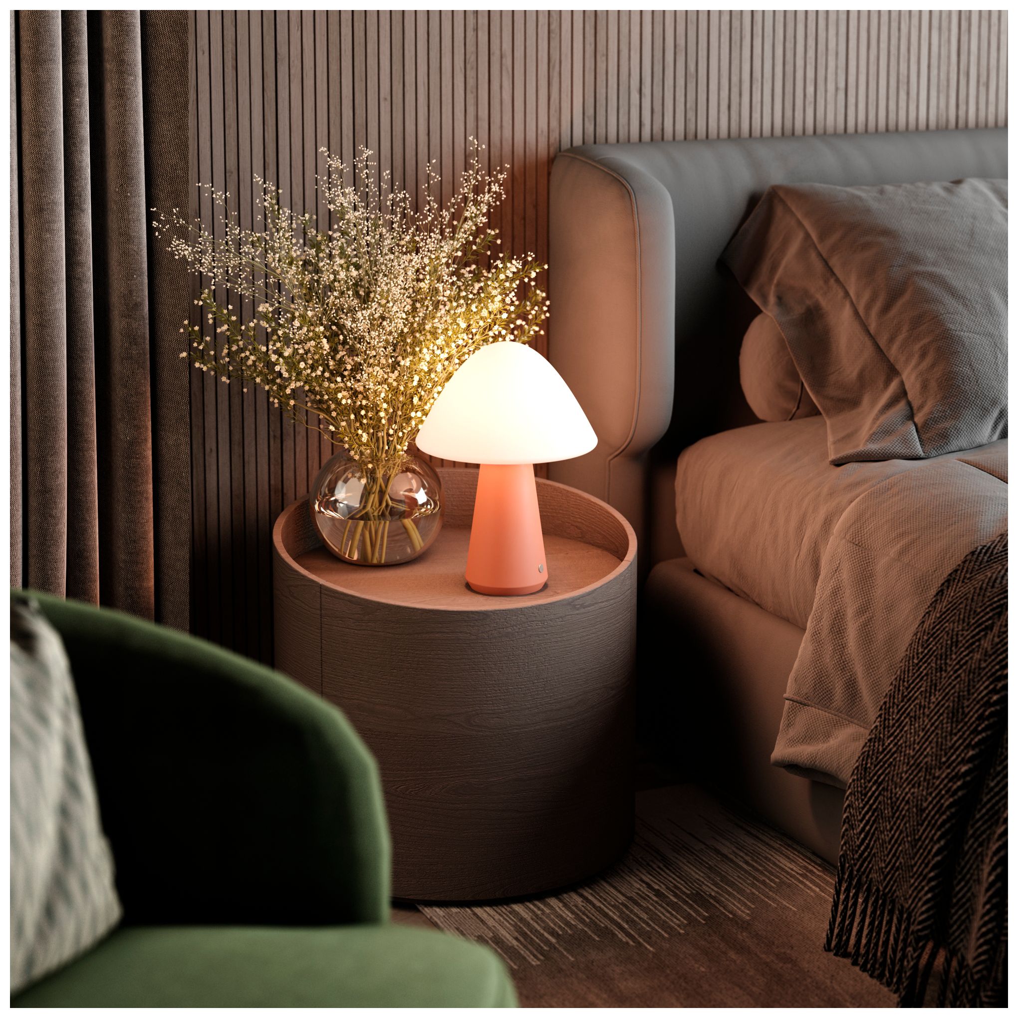 Image 2 Kibun Cordless Table Lamp Mushroom Terracotta more views