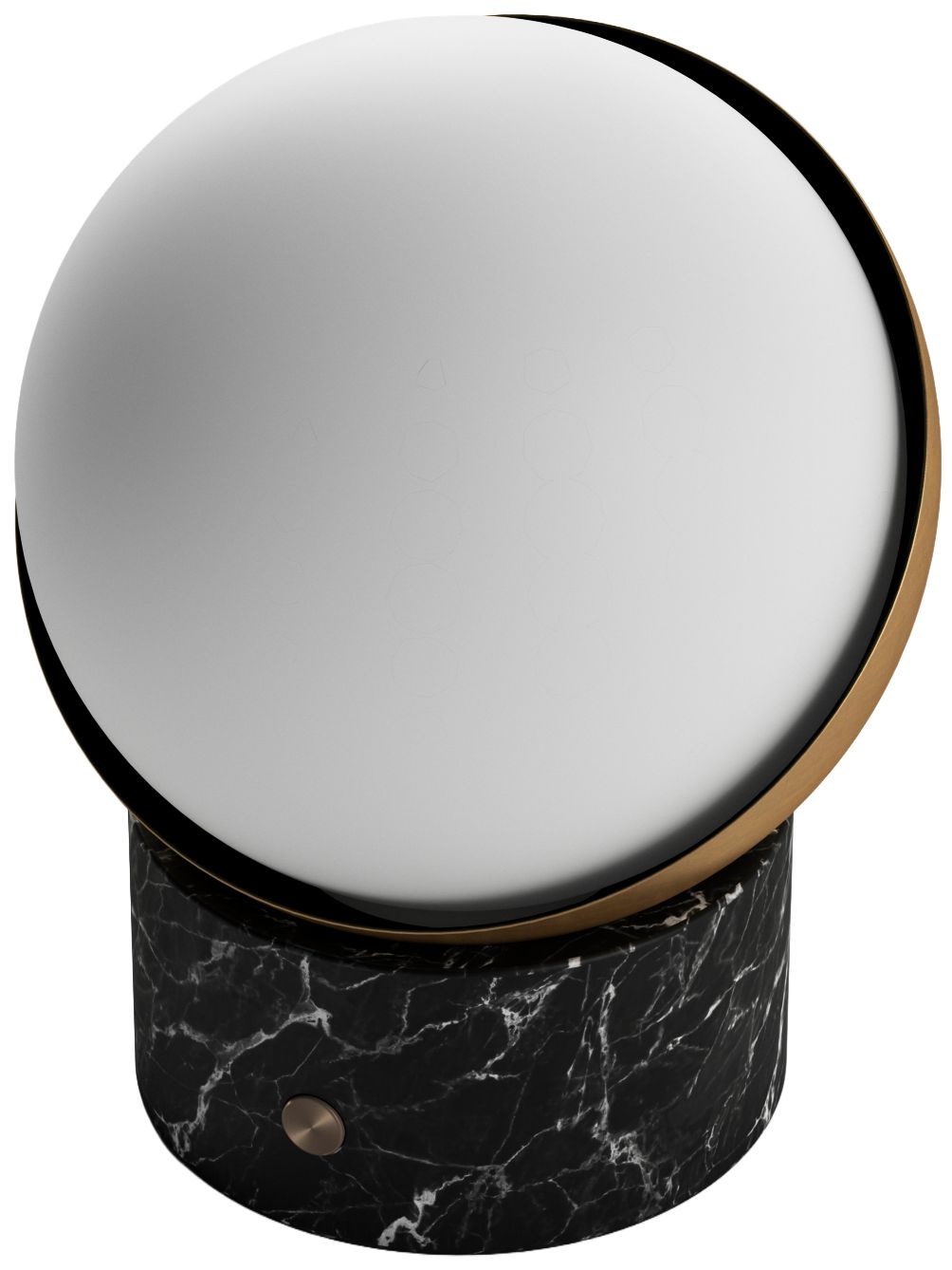 Kibun Cordless Table Lamp Orb Black Marble Brushed Brass