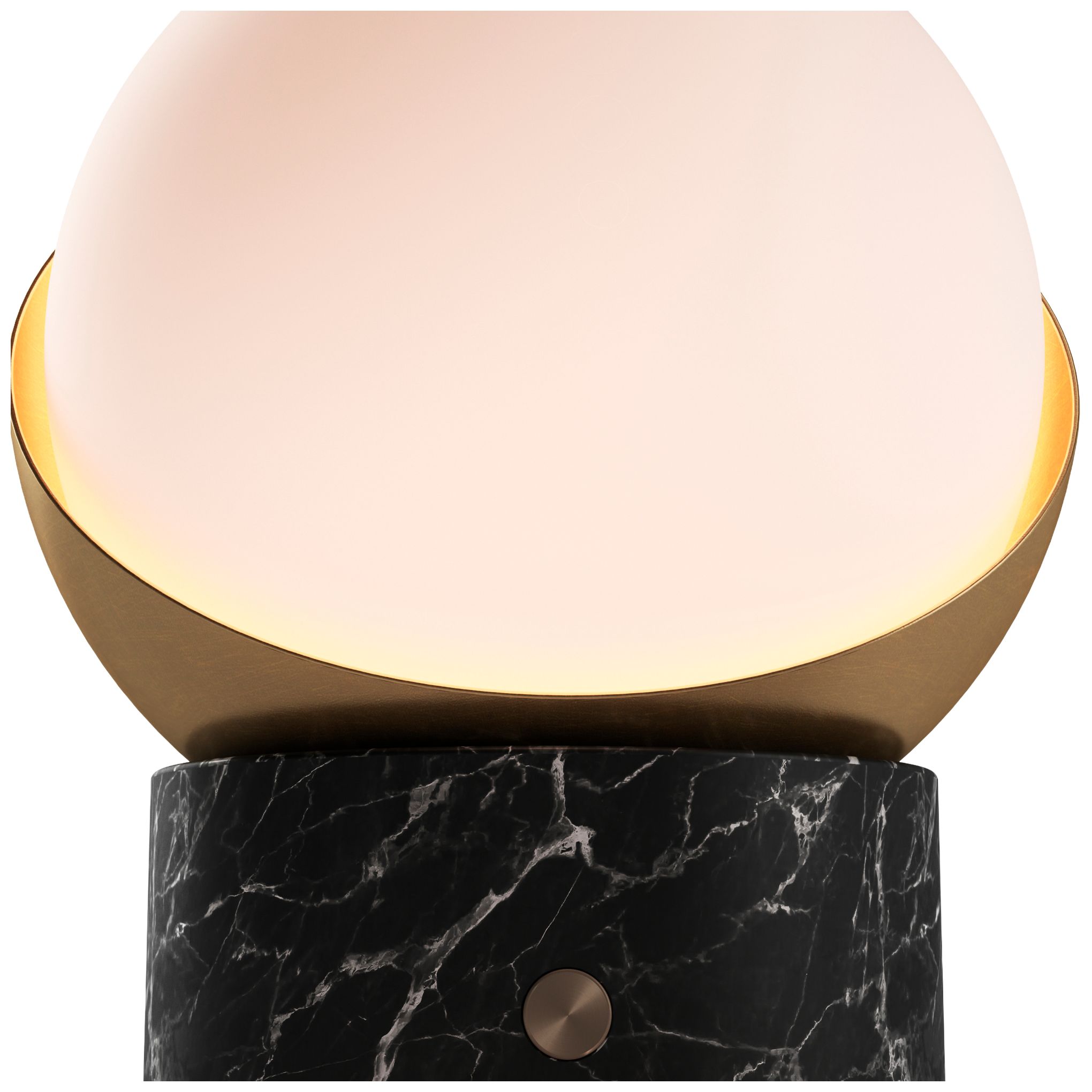 Image 4 Kibun Cordless Table Lamp Orb Black Marble Brushed Brass more views