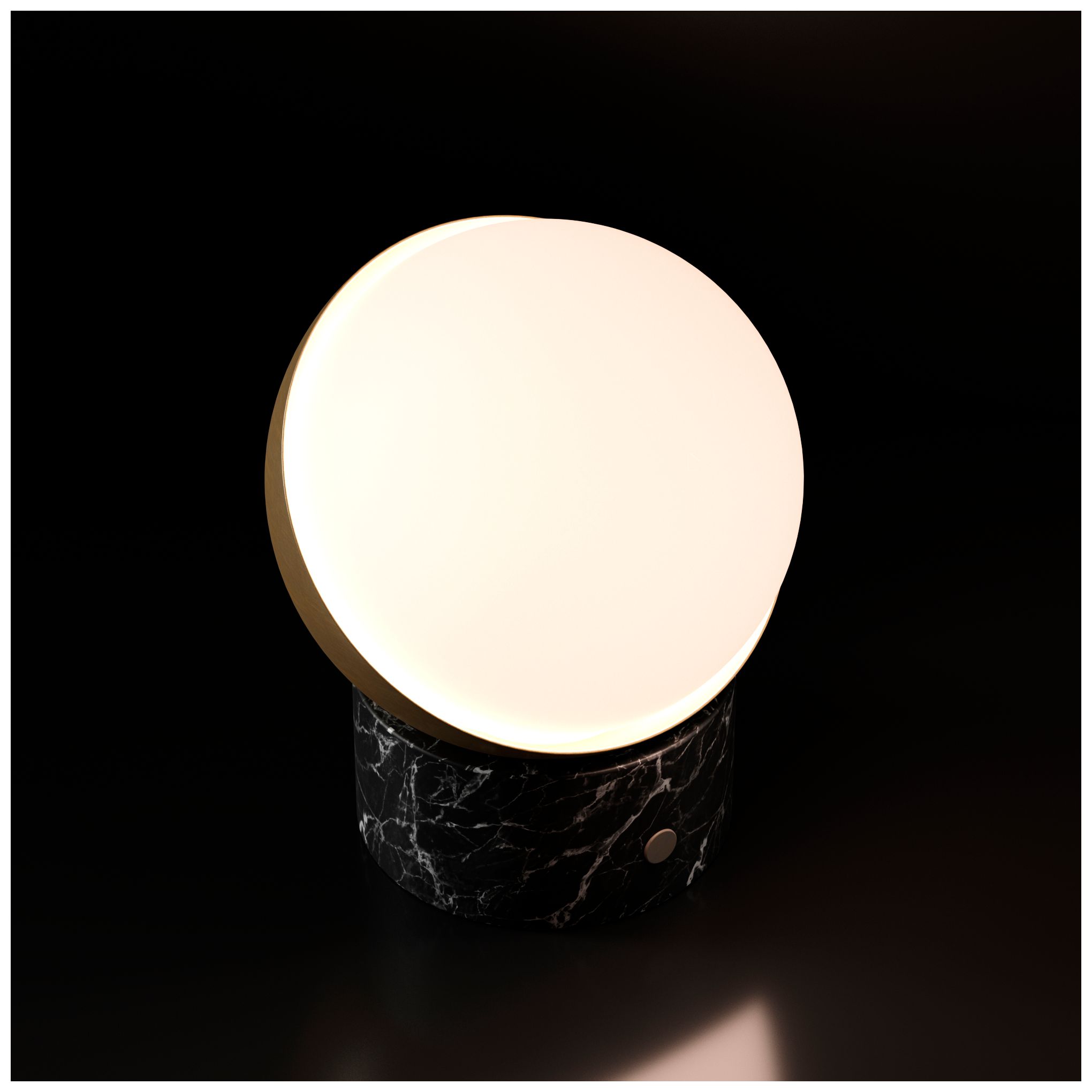 Image 6 Kibun Cordless Table Lamp Orb Black Marble Brushed Brass more views