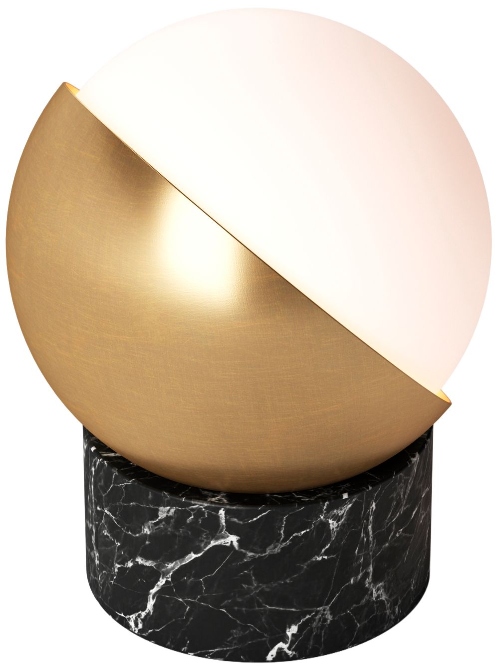 Image 7 Kibun Cordless Table Lamp Orb Black Marble Brushed Brass more views
