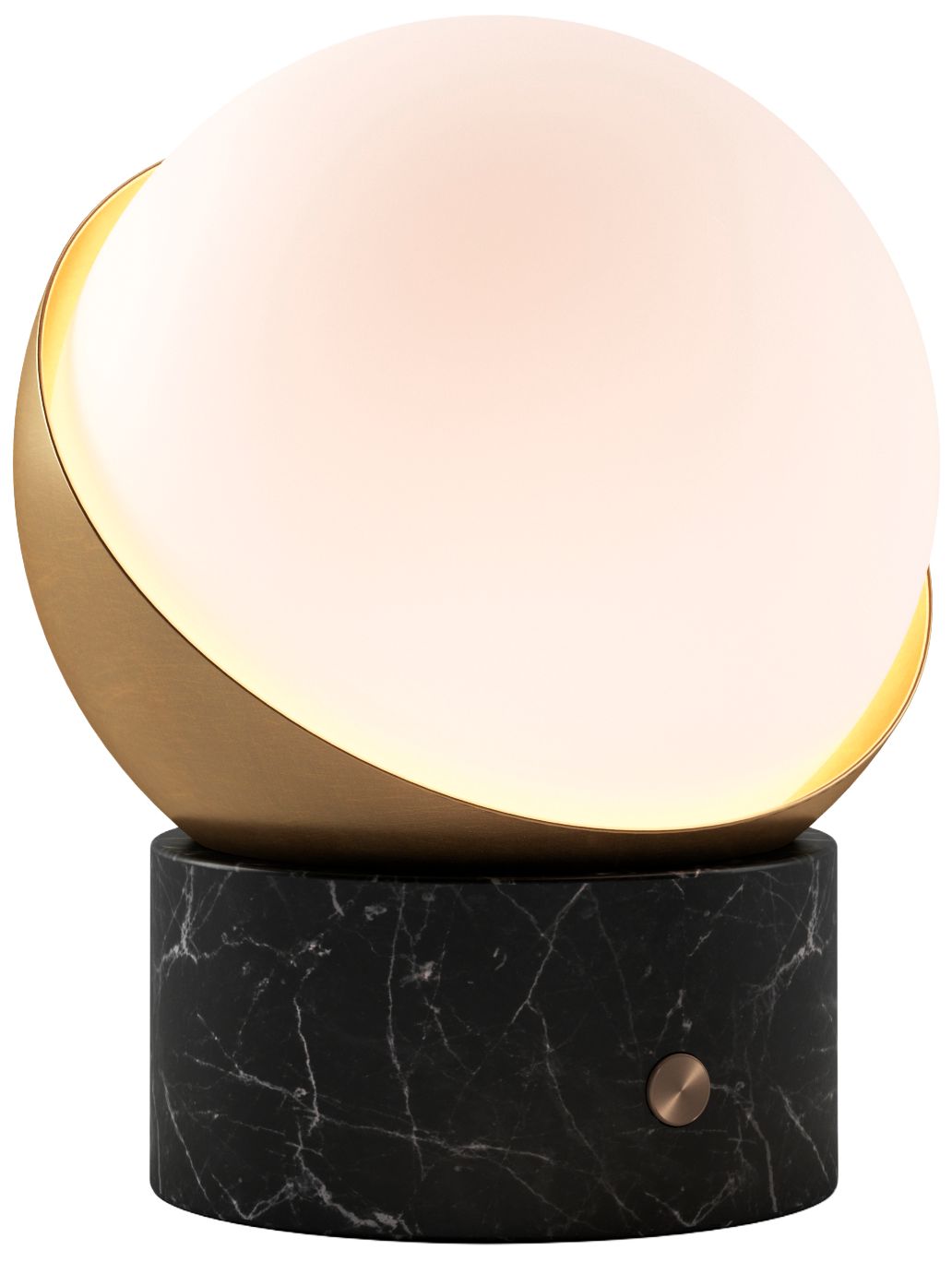 Kibun Cordless Table Lamp Orb Black Marble Brushed Brass