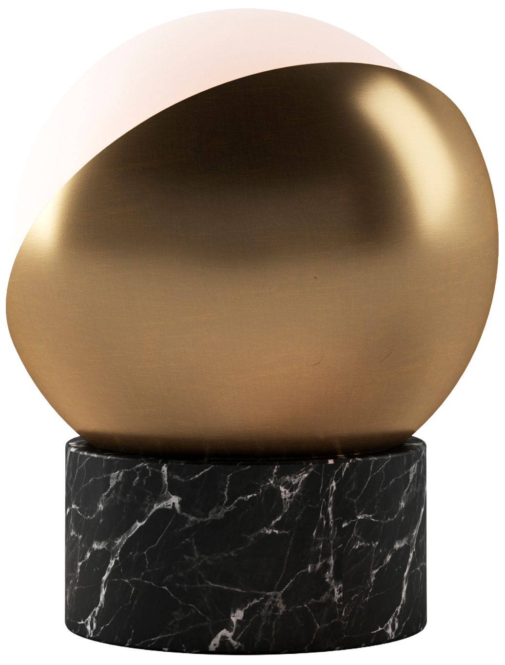 Kibun Cordless Table Lamp Orb Black Marble Brushed Brass