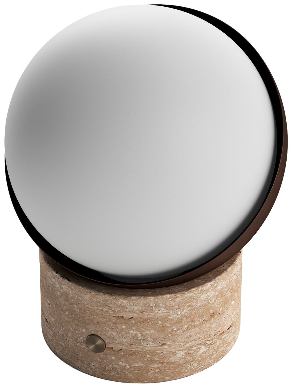 Kibun Cordless Table Lamp Orb Travertine Chocolate Bronze