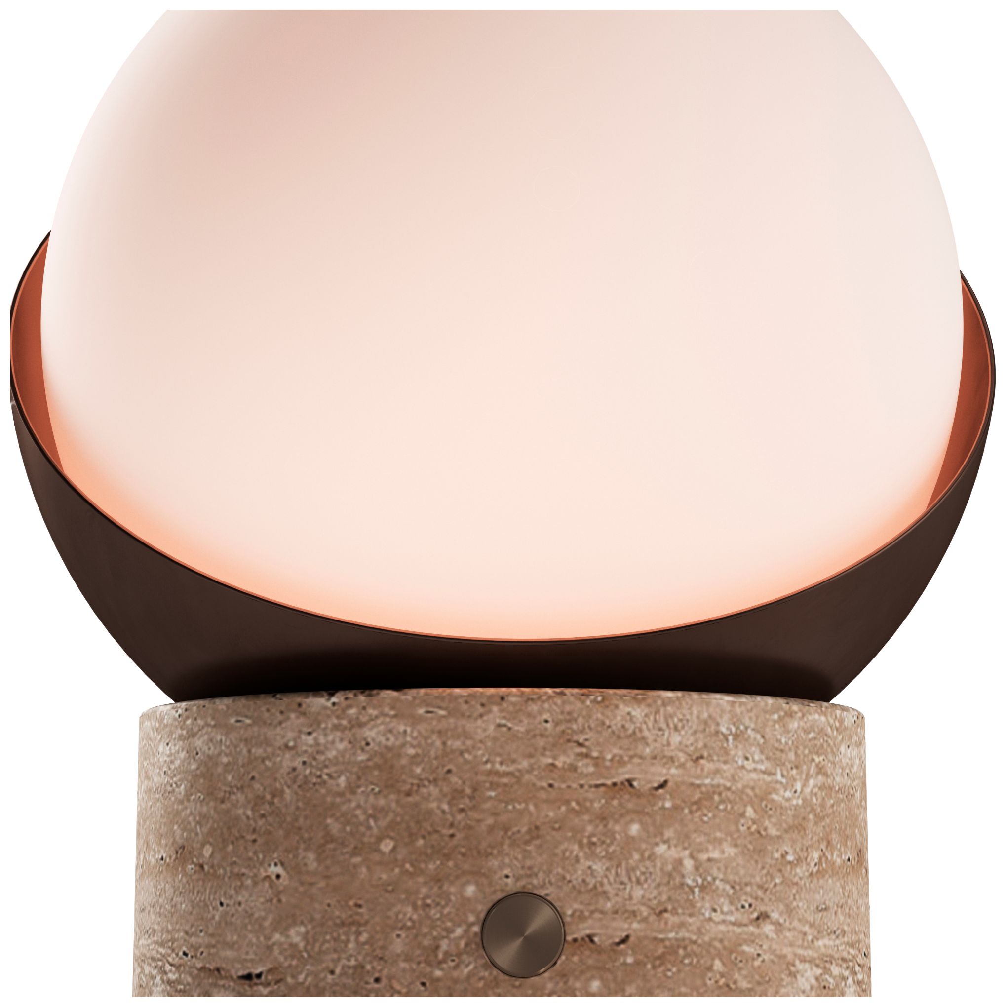 Image 4 Kibun Cordless Table Lamp Orb Travertine Chocolate Bronze more views