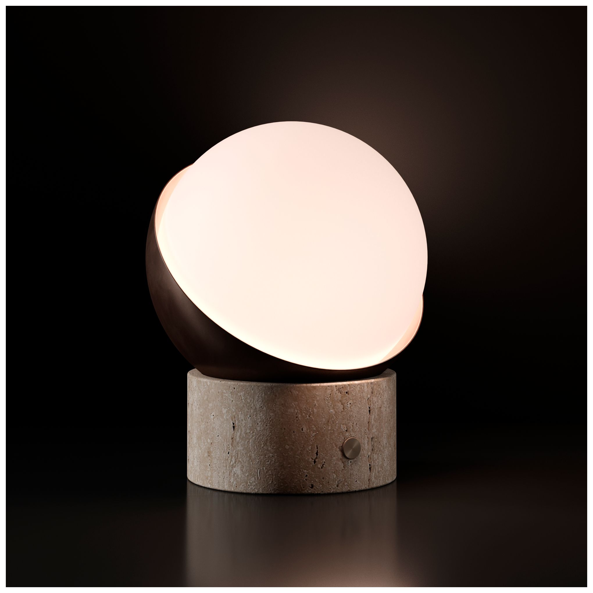 Image 5 Kibun Cordless Table Lamp Orb Travertine Chocolate Bronze more views