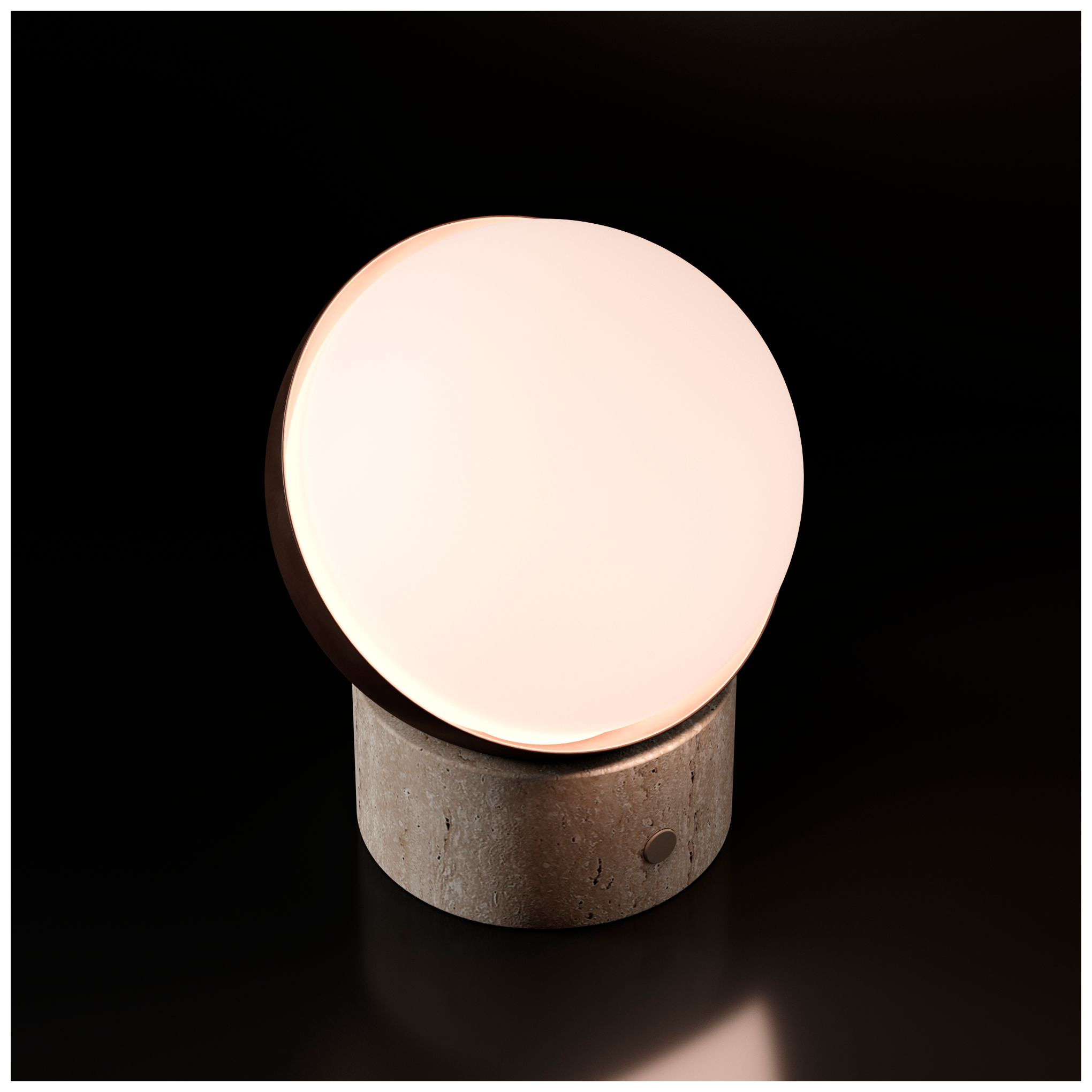 Image 6 Kibun Cordless Table Lamp Orb Travertine Chocolate Bronze more views