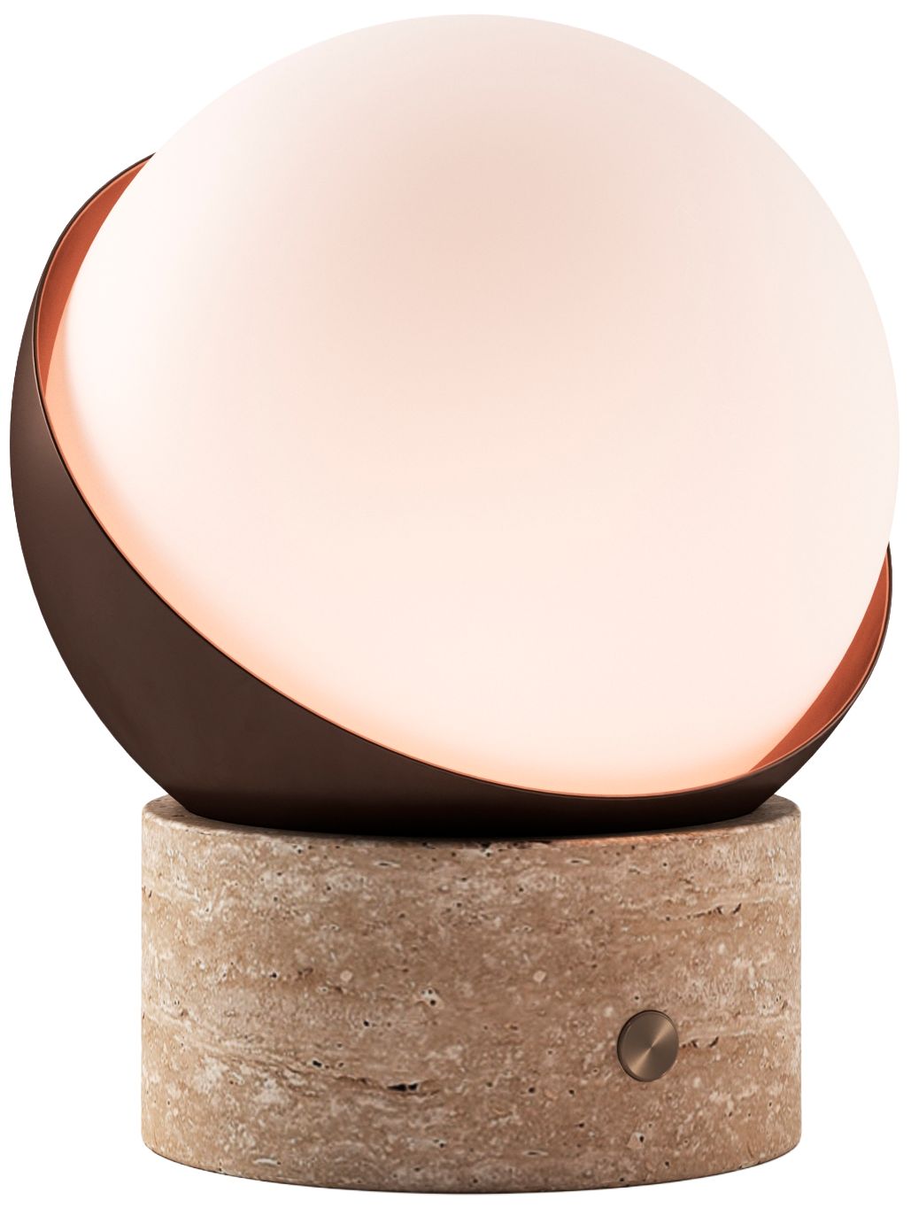 Kibun Cordless Table Lamp Orb Travertine Chocolate Bronze