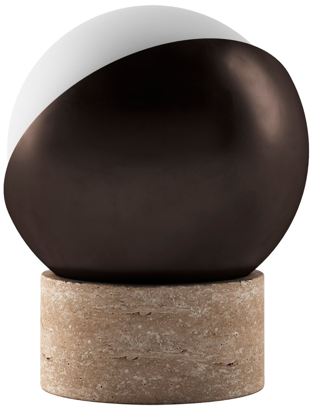 Kibun Cordless Table Lamp Orb Travertine Chocolate Bronze