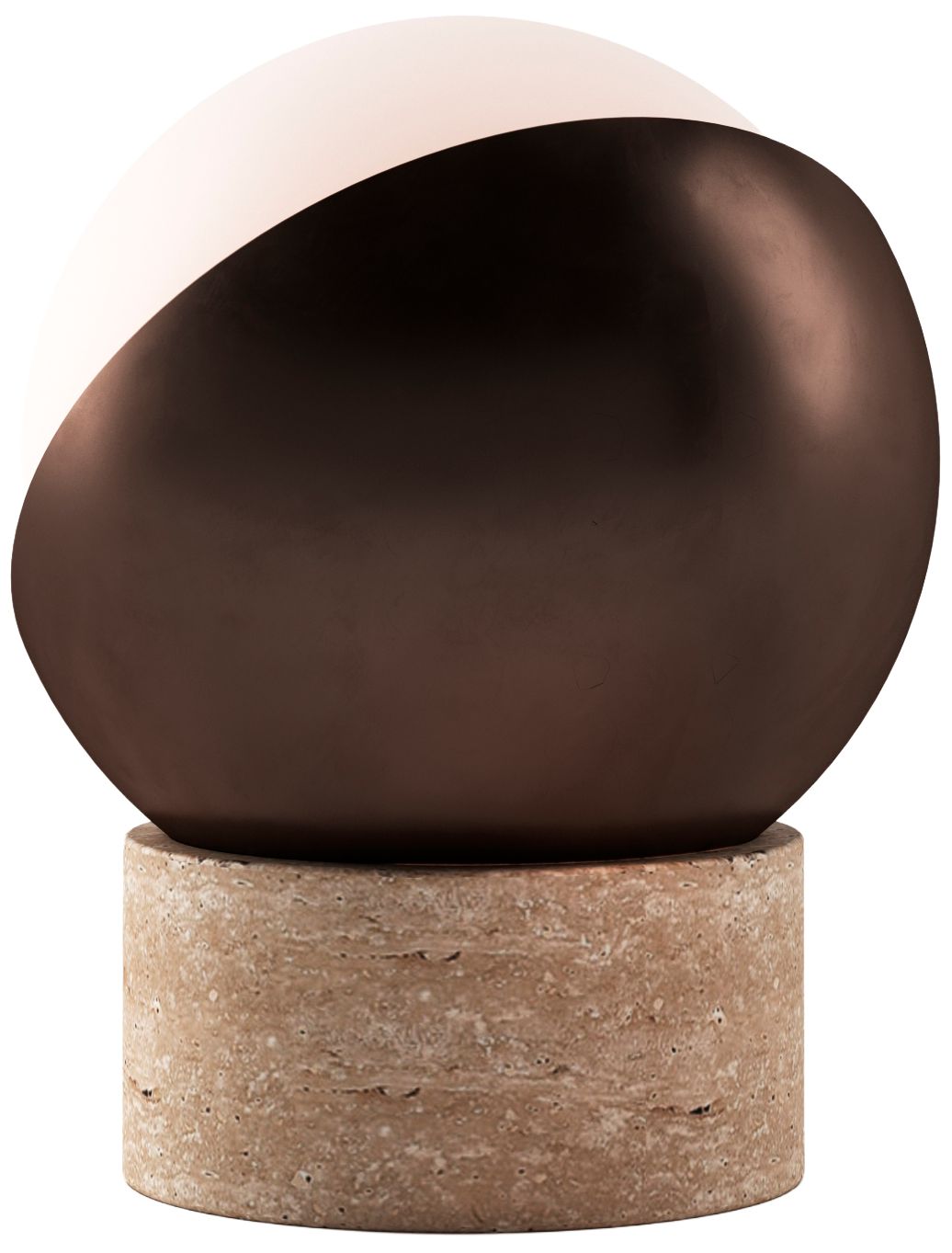 Kibun Cordless Table Lamp Orb Travertine Chocolate Bronze